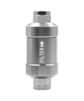 Long-Lasting Reusable Oil Filter System with Built-In Filtration, aluminum alloy body, hexagonal top, side view