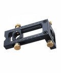 Premium Adjustable Hole Positioning Jig With Stainless Steel Sleeves For Accurate Doweling And Cabinet Assembly, black and brass tool with scale