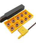 11 Pieces RPMT10T3 MOE Indexable Carbide Milling Inserts Kit With SRDPN1616H10 Tool Holder And T15 Wrench, yellow packaging