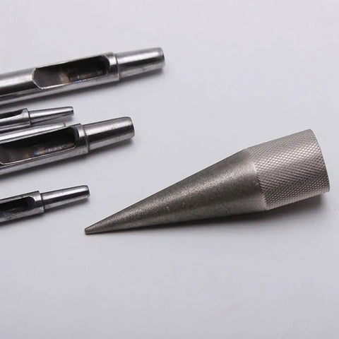 Round Hole Punch Edge Sharpener For DIY Leatherwork, Handy Manual Grinder Tool, stainless steel sharpener and leather punches.
