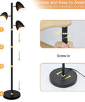 Tree Floor Lamp With 3 Lights, Industrial Modern Reading Floor Lamp With Adjustable Metal Heads, assembly steps shown