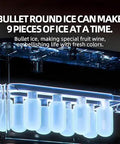 Countertop Pellet Ice Maker With Self Cleaning Build And Dual Bullet Sizes creates 9 pieces of soft chewable ice at once.
