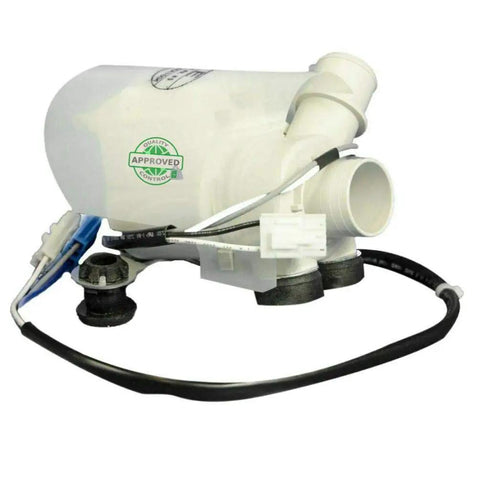 Washer Water Drain Pump Motor AP5672257 PS7785505 showing connection ports and wiring