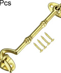 WUUWCHODC Hook and Eye Gate Lock Cabin Door Catch Casement Window Brass with screws, golden finish, 2 pieces.