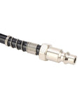 Ultra Durable Solid Coiled Air Hose For Car And Motorcycle Tire Inflator Pump With Lightning Fill No Leak Design Supports Digital Tools 5m 16 Ft Steel Pu Build Kink Resistant Easy Plug Play Ready For Home Garage Road Trips Game Changing Gear, metal connector close-up