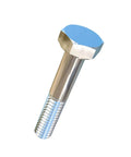 Pack Of Ten 1/4-20 By 1 1/2 Inch Grade Two Pure Titanium Hex Head Bolts showing a polished surface and hex head design.