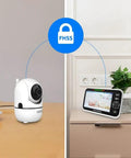 Super Crisp 5 Inch No WiFi Baby Monitor Featuring Dual Pan Tilt Zoom Lenses And Rock Solid Two Way Audio with monitor and camera.