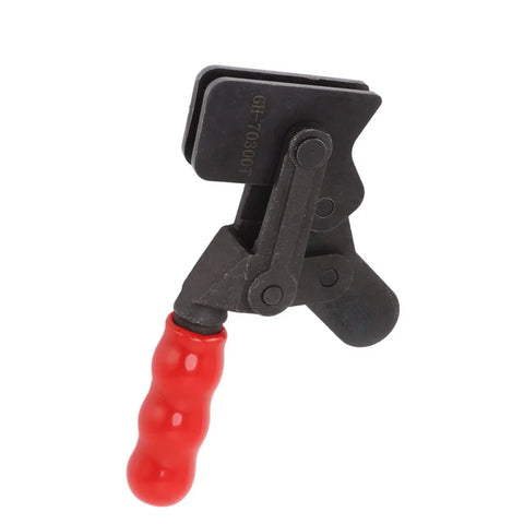 Heavy Duty Toggle Clamp With Arrow Storage Case For Boxes And Suitcases That Push Pull Fastens Easily So You Can Secure Gear Without Wasting Time On Complicated Latches Or Broken Hardware During Your Next Big Adventure Outdoors, black metal latch with red handle