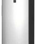 Heavy Lifter 14 Cubic Foot Convertible Freezer And Refrigerator With No Sweat Frost Free Build Glass Racks And Brushed Steel Exterior, front view.