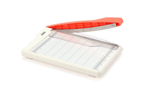 No Drama Guillotine Paper Trimmer And Cutter Featuring Self Sharpening Blades And Raised Alignment Guide For Effortless Eight Point Five Inch Paper Slicing On Your Desk