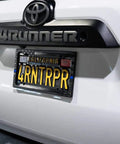 Subdued 3D Embossed American Flag License Plate Frame With Black Gloss On Matte Finish For Car Truck Or SUV Featuring Thin Blue Line