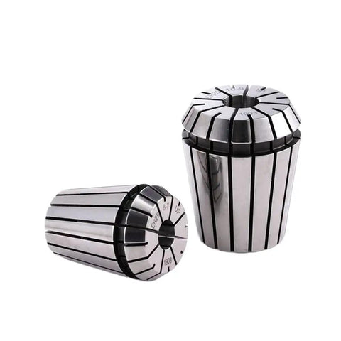 Real Deal Knockout ER11 Collet Chuck For CNC Engraving Spindle Motor With Tight Precision and Heat Treated Steel Build, two collets visible.