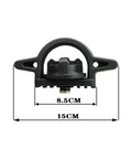 Heavy Duty Truck Bed Cleat Anchor For Toyota Tacoma And Tundra Deck Track System, showing black nylon anchor dimensions 15CM x 8.5CM.