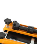 Close-up view of No Nonsense 12 Inch Dovetail Router Jig For Woodworking, featuring adjustable knobs and aluminum construction.