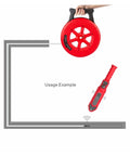 Dead On Stud Finder Wall Scanner With Wireless Pipe And Cable Blockage Detector Waterproof Probe Adjustable Sensitivity For No Guesswork Drywall Projects Today in usage example with red measuring wheel.