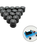 30 Piece Rubber Tire Wheel Set With 2mm Shafts For DIY RC Cars Robots And More, 18mm Diameter Wheels 7mm Wide With 2mm Shaft Hole