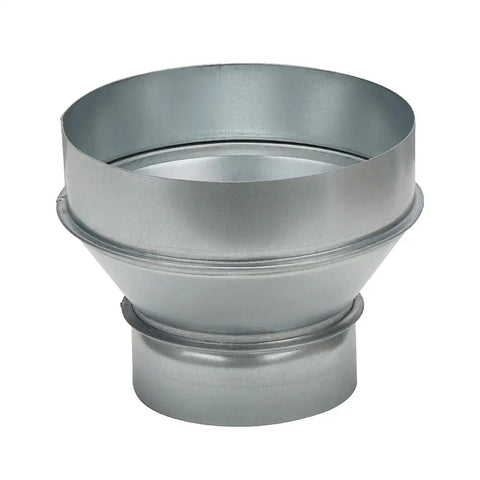Front view of Air Duct Reducer 6 to 4 Inch Round Duct Adapter Galvanized Steel for Inline Ventilation System Connects Duct Fan or Dryer Vent