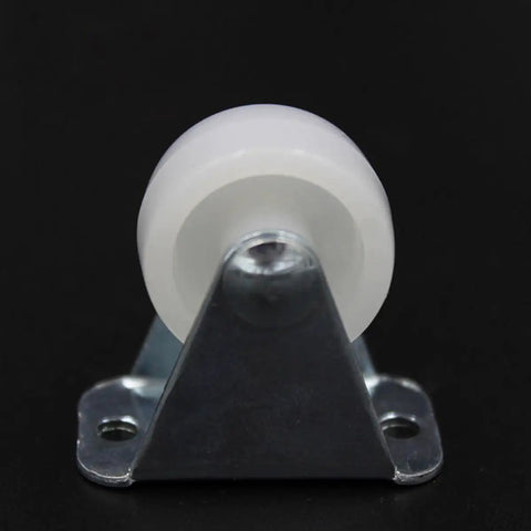 12 Pcs White PP Nylon Chair Caster Wheels for Office Furniture 1 mounted on metal base, showcasing smooth rolling design.