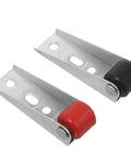Smooth Ride Heavy Duty Sliding Door Roller Wheels For Wooden Barn Doors With Rock Solid Vertical Support And Noise Free Gliding Directional Track Rollers, showing red and black wheels.