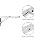 Space Saving Folding Shelf Bracket For Garage And Workshop, L Shaped Stainless Steel Wall Mount Support For Drop Leaf Tables, 15.4 by 5.3 Inch, showing folding hinge and durable steel