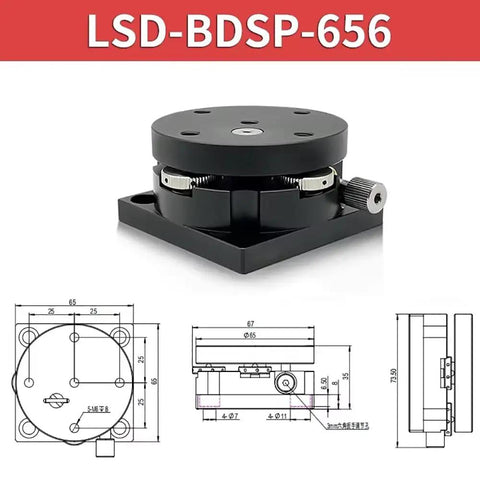 Manual Tilt And Rotation Precision Stage For Optical Experiments And Lab Alignment, Model LSD-BD-656-M6 with technical drawings