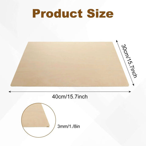 Front view of 24-pack unfinished basswood sheets, approx 16 x 12 in and 3 mm thick, natural wood for crafts.