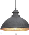 Farmhouse Outdoor Hanging Lantern Light With Textured Black Finish, 12-inch diameter, 1 Light Exterior Pendant Lantern