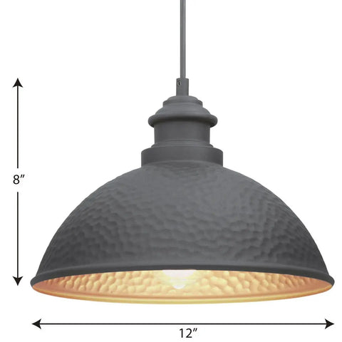 Farmhouse Outdoor Hanging Lantern Light With Textured Black Finish, 12-inch diameter, 1 Light Exterior Pendant Lantern