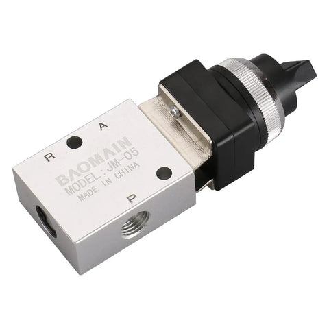 Rock Solid Pneumatic Mechanical Valve JM05 With Two Position Three Way Rotary Selective Knob One Quarter Inch PT Ports for CNC machines