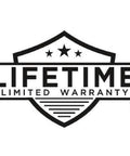 Lifetime limited warranty badge with stars and shield design, related to 3-Setting Chrome Rain Shower Head With H2Okinetic Spray product