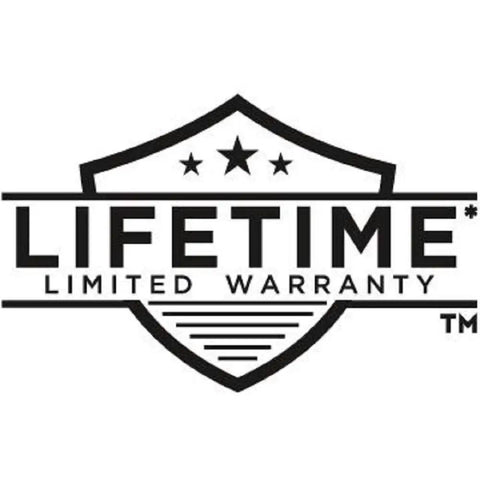 Lifetime limited warranty logo for Brushed Nickel Four Setting Shower Head With H2Okinetic Spray Four Inch Round Design One Point Seven Five GPM Water Saving Flow Stainless 52487 SS For Wide Coverage And Spa Like Rinse.