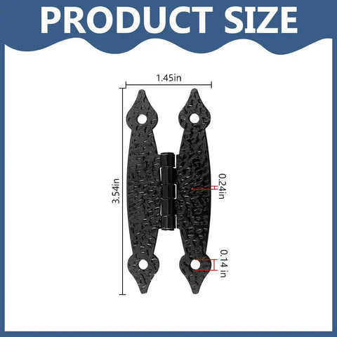 30 Pack Black Cabinet Hinges 3.5 Inch H Shape Vintage Hammered Steel Decorative Door Hinges product dimensions