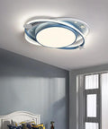 Nordic Metal Flush Mount Light With Acrylic Circle Shade In Cool Blue LED Ceiling Fixture For Kids Bedroom With Remote Control