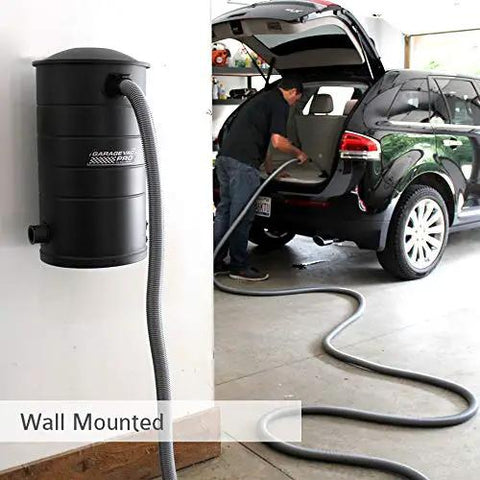 Pro Wall Mounted Garage And Car Vacuum With 50 Ft Hose And Tools, 7 Gallon Capacity, Workhorse Build In Galvannealed Steel in use