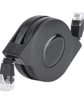 Black CAT6 Ethernet Cable With Retractable Flat Design, Adjustable Length RJ45 Patch Cable, 2m Length