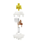 Exploded view of Milky Yellow Pro V3 Linear Keyboard Switches, Pre-Lubed For All MX Mechanical Keyboards, 5-Pin, 50gf Actuation