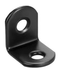 Heavy Duty Black Stainless Steel Corner Braces For Furniture And Shelving Legit Rock Solid Right Angle Hardware With Screws For Home Repair Projects That Last - close-up view of a single corner brace with mounting holes.