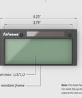 Auto Darkening Welding Lens With True Color Blue Tech, Variable Shade 5-13, 2x4.25 Inch Panels, front view with dimensions