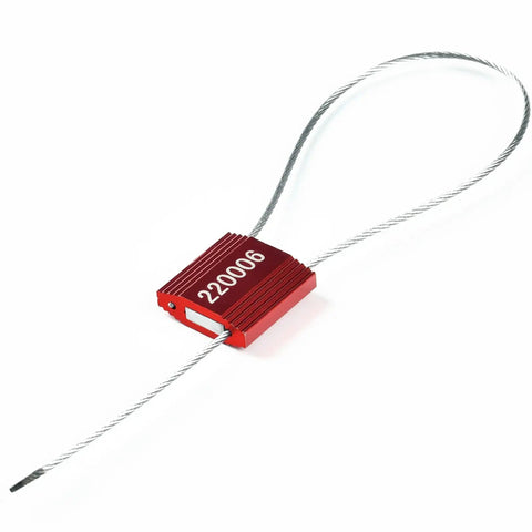 100 Heavy Duty Red Steel Cable Seals Rock Solid Security Ties Anti Tamper Truck Container Locks Adjustable Self Locking Shipping Tags Numbered Id Design Keeps Your Freight Locked Down Tight Out On The Road Today