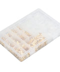 Slick Setup Pro Grade Killer Spade Connector Kit With 1000 Gold Plated Copper Male Female Wire Crimp Terminals in storage box.