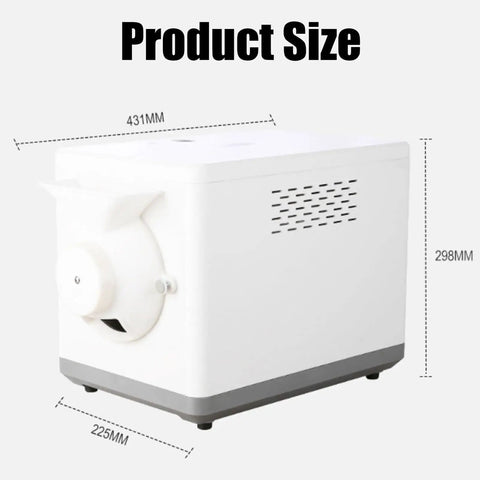 Badass 1600W Electric Coffee Bean Roaster With Slick Digital Display Rock Solid 1500G Capacity Adjustable Heat Control And Timer dimensions shown from the side.