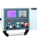 Control panel of 14 Inch 10 HP Three Phase Sliding Table Saw With DRO CNC Fence showing settings and measurements.