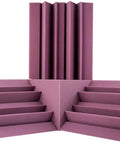 Flat Out Silent Acoustic Foam Panels For Walls And Ceilings That Squash Echo And Reverb With Tackable Surface For Easy Pin Ups And Crystal Clear Home Studio Sound, purple wedges stacked.