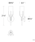 Top Tier Modern Led Wall Sconce 21 Inch Alabaster Shade With Warm 3000K Glow dimensions and design schematic overview