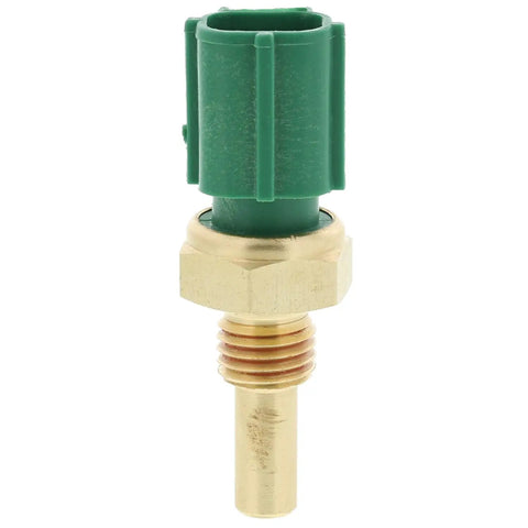 Top Tier Coolant Temperature Sensor, Drop In Replacement For Oem 8942235010, brass body with a green connector.