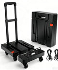 Beefy Folding Hand Truck Dolly Cart With 6 Wheels And 500 Lb Capacity For Luggage Moving And Travel Heavy Duty Utility Cart That Folds Flat For Easy Storage Sturdy Haul With 2 Elastic Ropes, folded