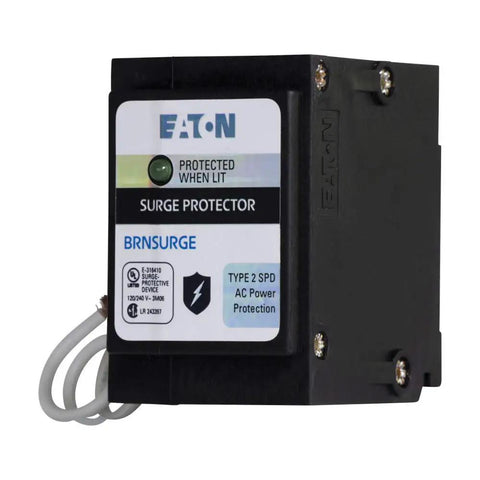 Whole Panel Surge Protector for Type BR Circuit Breakers, Two Pole Protection, 18 kA Surge Rating, black plastic box