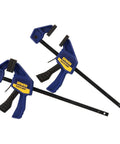 IRWIN Quick-Grip bar clamps for woodworking, blue micro one-handed, 4-1/4in, 2-pack.