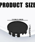 Universal 54 Mm Wheel Center Caps Snap In Rim Hub Covers Anti Scratch Dustproof Black Hubcaps for Cars Suvs and Trucks with size dimensions shown.