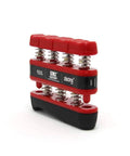 Red Hand Grip Exerciser For Finger Strength And Grip Training With 7 Pound Spring Portable Gripper Great For Hand Rehab Stress Relief And Everyday Squeeze Workouts At Home, shown in black and red design.